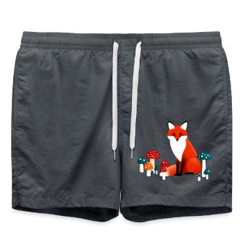 Fuchs mit Pilzen - Badeshorts - Anthrazit - Vorne - AI Model Male 185 light (185cm)
