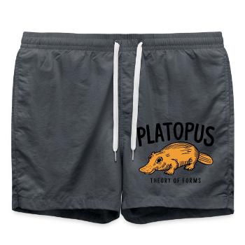 Platopus - Theory of Forms Philosophy - Swim Trunks - anthracite - Front - AI Model Male 185 light (185cm)