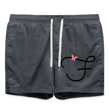 Letter F Butterfly Letter - Swim Trunks - anthracite - Front - AI Model Male 185 light (185cm)