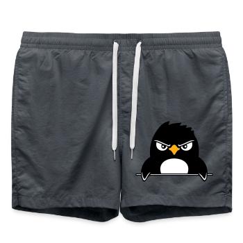 Le pingouin a l’air sérieux Mal dangereux derrière le mur - Short de bain - charbon - Devant - AI Model Male 185 light (185cm)