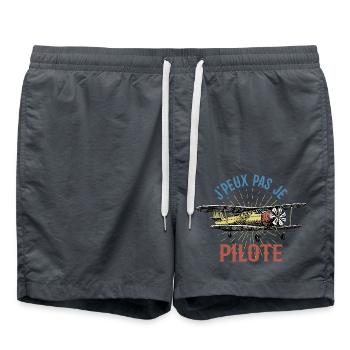 J'peux pas je pilote - Cadeau rétro avion - Short de bain - charbon - Devant - AI Model Male 185 light (185cm)