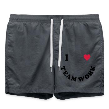 Ich liebe Teamwork - Badeshorts - Anthrazit - Vorne - AI Model Male 185 light (185cm)