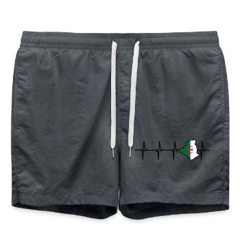 Heartbeat Algeria Map Gift for Algerians - Swim Trunks - anthracite - Front - AI Model Male 185 light (185cm)