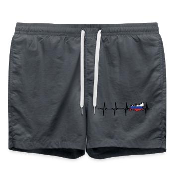 Herzschlag Russland Karte Geschenk für Russen - Badeshorts - Anthrazit - Vorne - AI Model Male 185 light (185cm)