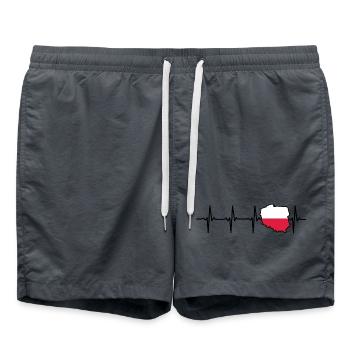 Herzschlag Polen Karte Geschenk für Polen - Badeshorts - Anthrazit - Vorne - AI Model Male 185 light (185cm)
