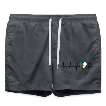Algerien Herzschlag Flagge Algerisch - Badeshorts - Anthrazit - Vorne - AI Model Male 185 light (185cm)