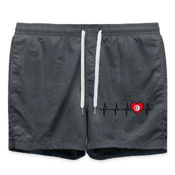 Tunisia Heartbeat Flag Tunisian - Swim Trunks - anthracite - Front - AI Model Male 185 light (185cm)