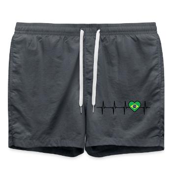 Brazil Heartbeat Flag Brasili T-shirt Brasil - Swim Trunks - anthracite - Front - AI Model Male 185 light (185cm)