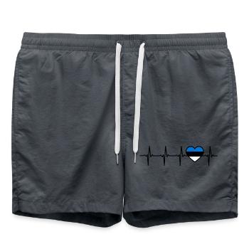 Estland Herzschlag Flagge Este - Badeshorts - Anthrazit - Vorne - AI Model Male 185 light (185cm)