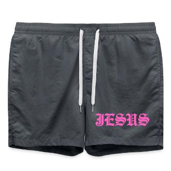 Jesus in Pink - Swim Trunks - anthracite - Front - AI Model Male 185 light (185cm)
