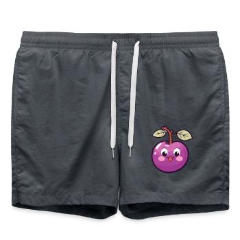 Kawaii Plum Süße Pflaume - Badeshorts - Anthrazit - Vorne - AI Model Male 185 light (185cm)