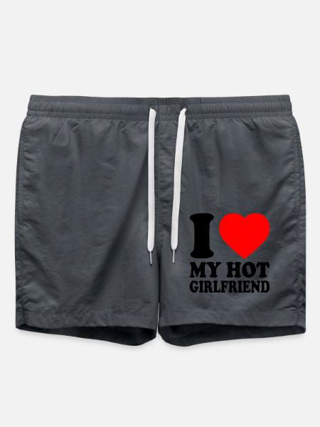 I love my girlfriend - Zwemshorts - houtskool