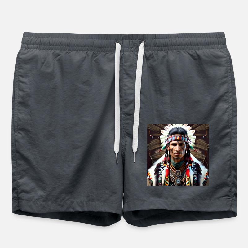 Native American Tribe Chieftain - Swim Trunks - anthracite