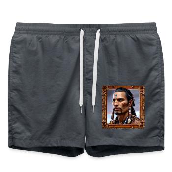 Native American Tribesman - Swim Trunks - anthracite - Front - AI Model Male 185 light (185cm)