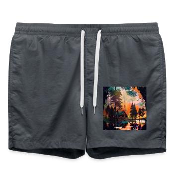 Cabin in the Woods - Swim Trunks - anthracite - Front - AI Model Male 185 light (185cm)