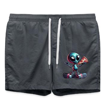 Alien Snowboarder: Pizza Action - Swim Trunks - anthracite - Front - AI Model Male 185 light (185cm)