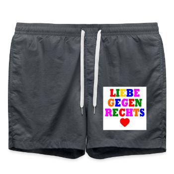 Liebe gegen rechts - Badeshorts - Anthrazit - Vorne - AI Model Male 185 light (185cm)