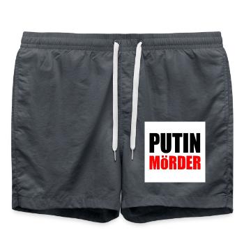 Putin mörder - Short de bain - charbon - Devant - AI Model Male 185 light (185cm)