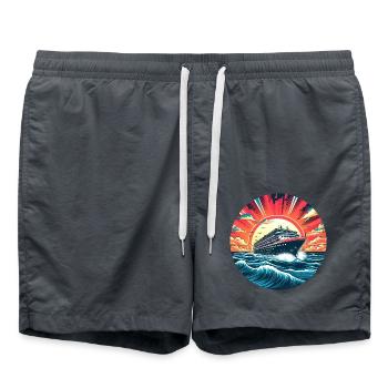 Kreuzfahrt Abenteuer: Sonnenuntergang & Rauhe See - Badeshorts - Anthrazit - Vorne - AI Model Male 185 light (185cm)