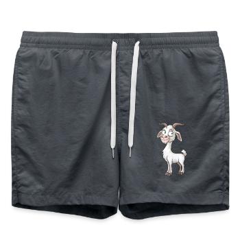 Drôle de chèvre blanche avec un sourire espiègle - Short de bain - charbon - Devant - AI Model Male 185 light (185cm)