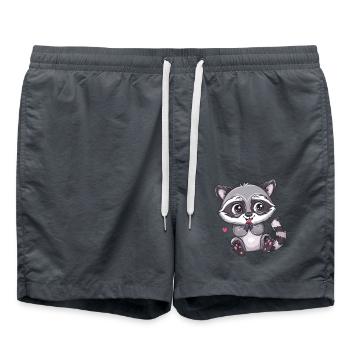 Niedlicher Waschbär Mit Herzen Blick - Badeshorts - Anthrazit - Vorne - AI Model Male 185 light (185cm)