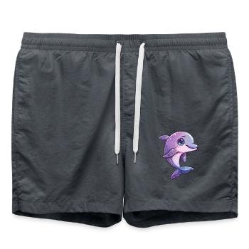 Playful Smiling Dolphin - Swim Trunks - anthracite - Front - AI Model Male 185 light (185cm)