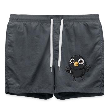 Entzückende Kawaii Krähe Mit Großen Augen - Badeshorts - Anthrazit - Vorne - AI Model Male 185 light (185cm)