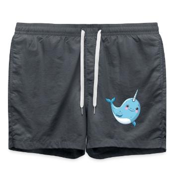 Playful Narwhal Unicorn Underwater World - Swim Trunks - anthracite - Front - AI Model Male 185 light (185cm)
