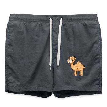 Motif d’alpaga souriant mignon - Short de bain - charbon - Devant - AI Model Male 185 light (185cm)