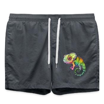 Buntes Chamäleon Fantasie Kreatur - Badeshorts - Anthrazit - Vorne - AI Model Male 185 light (185cm)