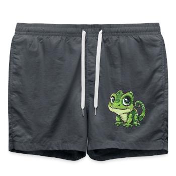 Mignon ami caméléon aux yeux verts - Short de bain - charbon - Devant - AI Model Male 185 light (185cm)