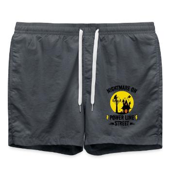 Nightmare on Power Line Street – Lineman Halloween - Swim Trunks - anthracite - Front - AI Model Male 185 light (185cm)