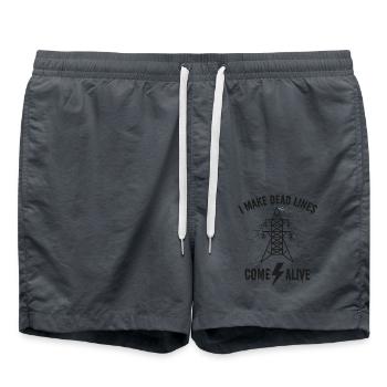 Je donne vie aux lignes mortes – Lineman Halloween - Short de bain - charbon - Devant - AI Model Male 185 light (185cm)