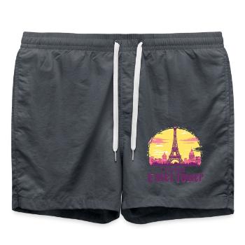 Tour eiffel à Paris - Short de bain - charbon - Devant - AI Model Male 185 light (185cm)