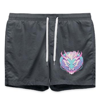 Dragon head in pop art style pastel colors - Swim Trunks - anthracite - Front - AI Model Male 185 light (185cm)