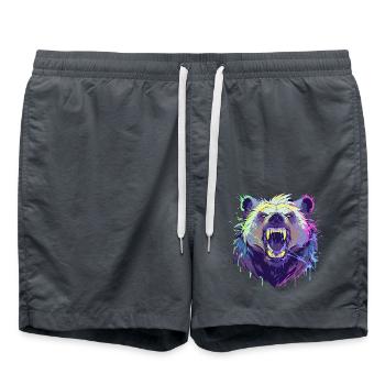 Brightly Colored Furious Bear - Swim Trunks - anthracite - Front - AI Model Male 185 light (185cm)