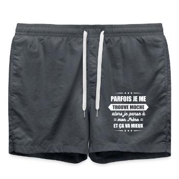 PARFOIS JE ME TROUVE MOCHE ET JE PENSE À MON FRÈRE - Short de bain - charbon - Devant - AI Model Male 185 light (185cm)