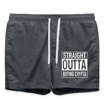 Straight OUTTA BUYING CRYPTO - Badeshorts - Anthrazit - Vorne - AI Model Male 185 light (185cm)