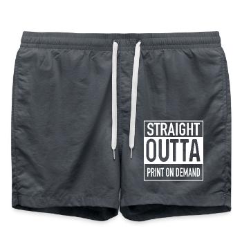 Straight OUTTA PRINT ON DEMAND - Swim Trunks - anthracite - Front - AI Model Male 185 light (185cm)
