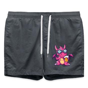 Drache Apres Ski Bier Comic - Badeshorts - Anthrazit - Vorne - AI Model Male 185 light (185cm)