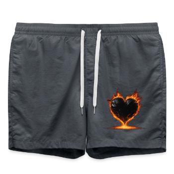 Cœur brûlant noir - Short de bain - charbon - Devant - AI Model Male 185 light (185cm)