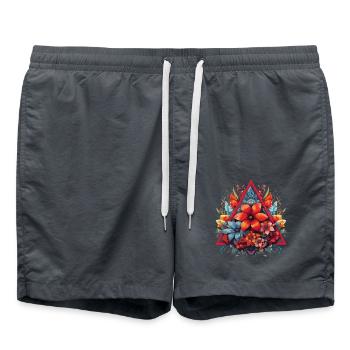 Blütendreieck - Badeshorts - Anthrazit - Vorne - AI Model Male 185 light (185cm)