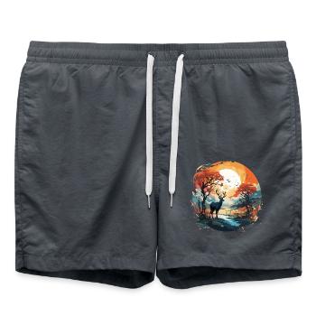 Deer in the Autumn Circle - Swim Trunks - anthracite - Front - AI Model Male 185 light (185cm)
