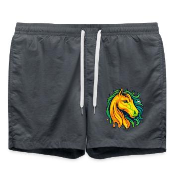 Neon Pferdekopf - Badeshorts - Anthrazit - Vorne - AI Model Male 185 light (185cm)
