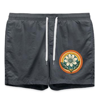 Retro Blume - Badeshorts - Anthrazit - Vorne - AI Model Male 185 light (185cm)
