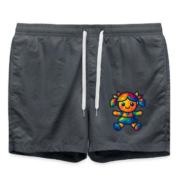 WPAP Polygon Kawaii Style Baby Doll - Swim Trunks - anthracite - Front - AI Model Male 185 light (185cm)