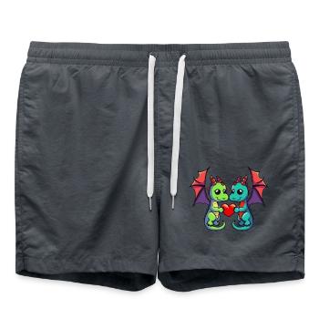 Dragon Couple Valentine's Day - Swim Trunks - anthracite - Front - AI Model Male 185 light (185cm)