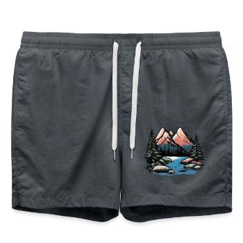 Montagnes Paysage extérieur - Short de bain - charbon - Devant - AI Model Male 185 light (185cm)