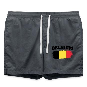 Vintage Drapeau Belgique Rétro Belge - Short de bain - charbon - Devant - AI Model Male 185 light (185cm)