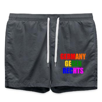 Deutschland gegen rechts - Badeshorts - Anthrazit - Vorne - AI Model Male 185 light (185cm)